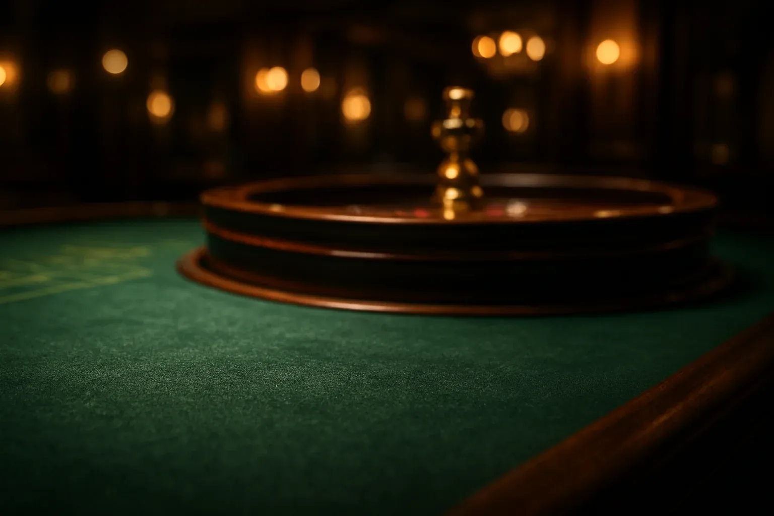 Ultra-realistic casino table with roulette wheel and dark green felt